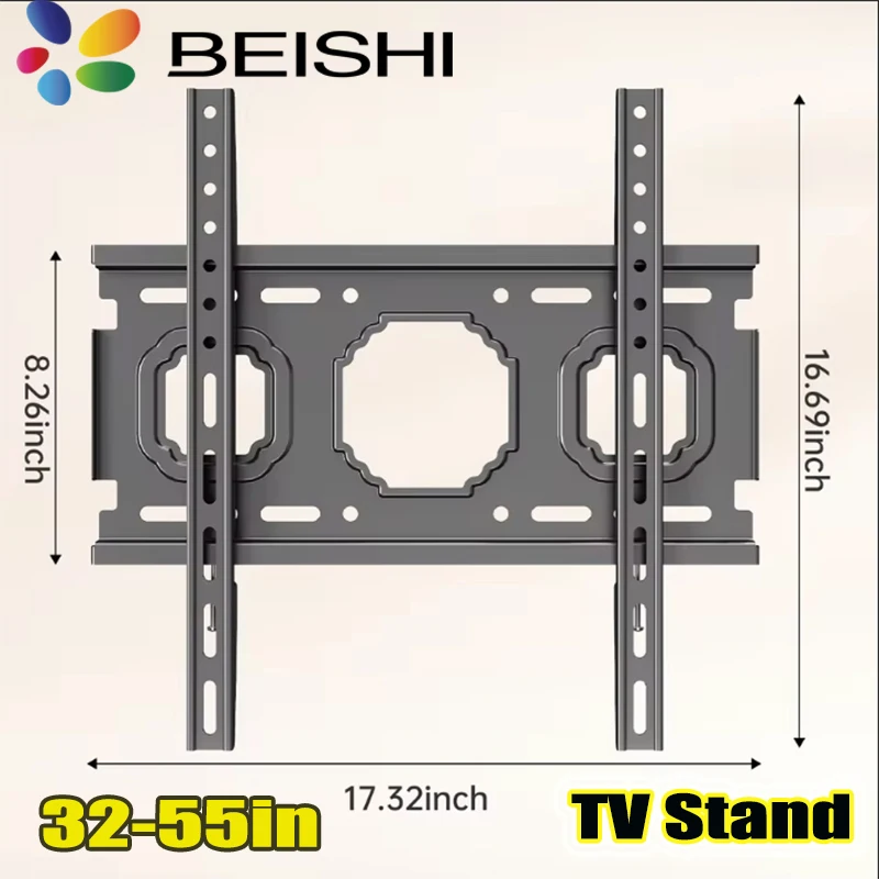32–55 Zoll TV-Wandhalterung, universeller fester LCD-LED-TV-Ständer, platzsparend, max. VESA, 400 x 400 mm Belastung, 50 kg, fester TV-Ständer Image