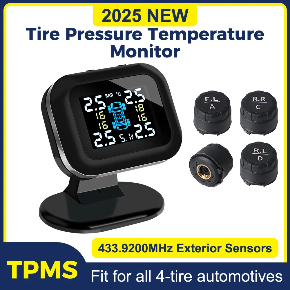 Mini-Auto-Reifendruckkontrollsystem, automatische Sicherheitsalarmsysteme, USB, TPMS, kabellos, mit 4 externen Sensoren Image