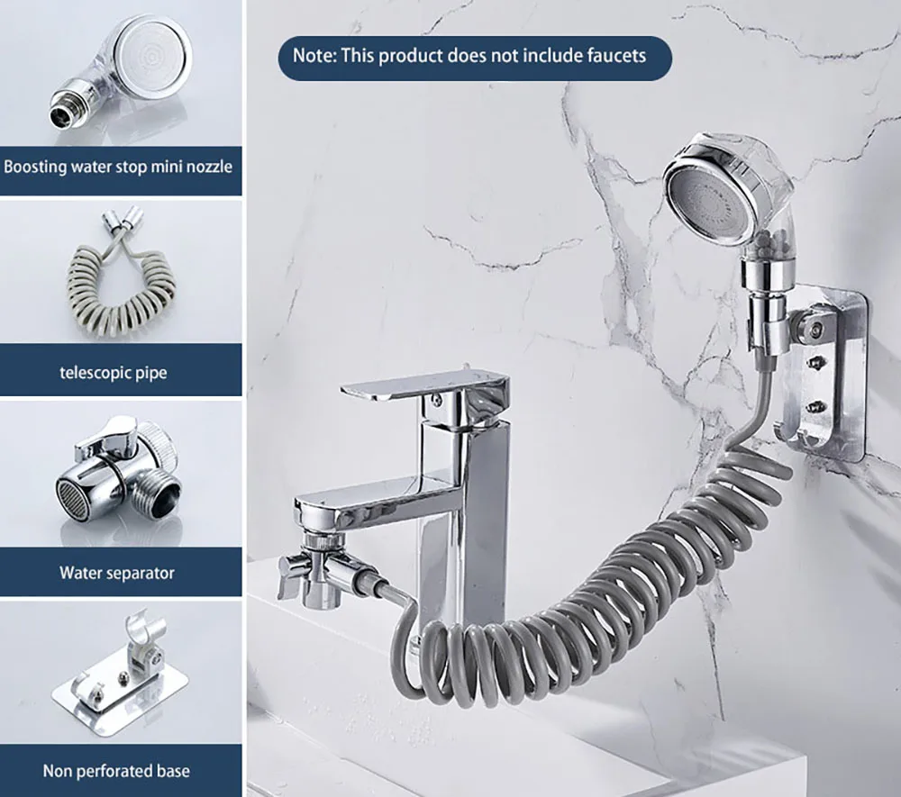Wasserhahn externe Dusche Extender Waschbecken Schwimmbad Shampoo Dusche Händewaschen Badezimmer Dusche Booster Düse Kit