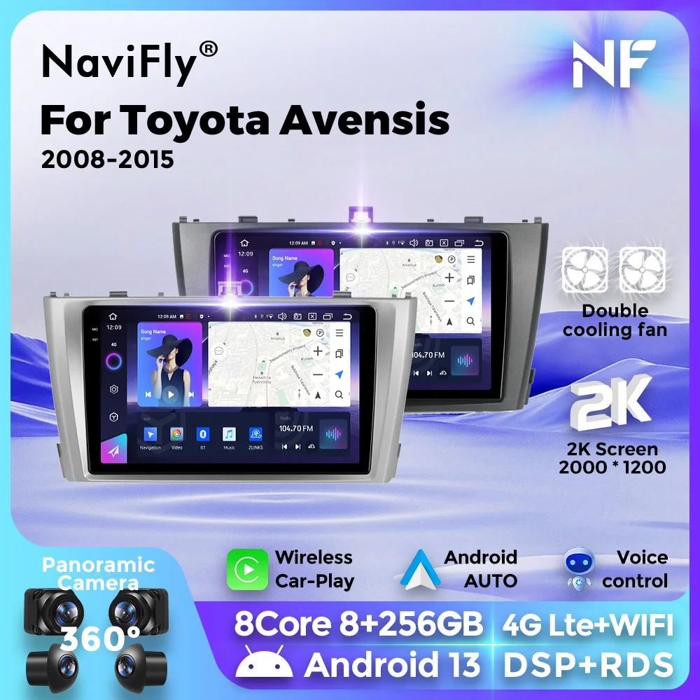 2k qled drahtloses Carplay Android Auto intelligente Systeme für Toyota Avensis T27 2014-2018 Autoradio Multimedia-Player 8 2008g BT Image