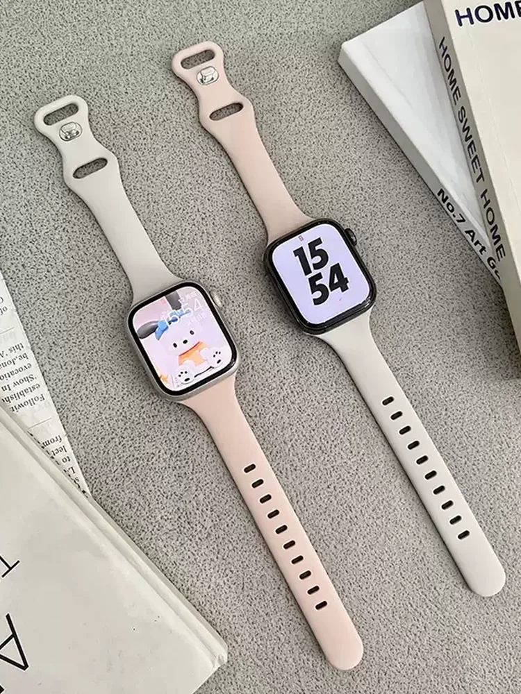 Straps For Apple Watch Band 44mm 40mm 45mm 41mm 49mm 46 42mm 38mm correa silicone bracelet iwatch series 10 7 8 se 3 6 9 ultra 2 Image