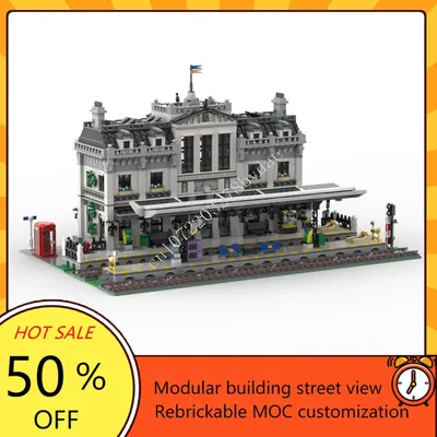8920PCS Bahnhof Modulare MOC Kreative Street View Modell Bausteine Architektur DIY Bildung Montage Image