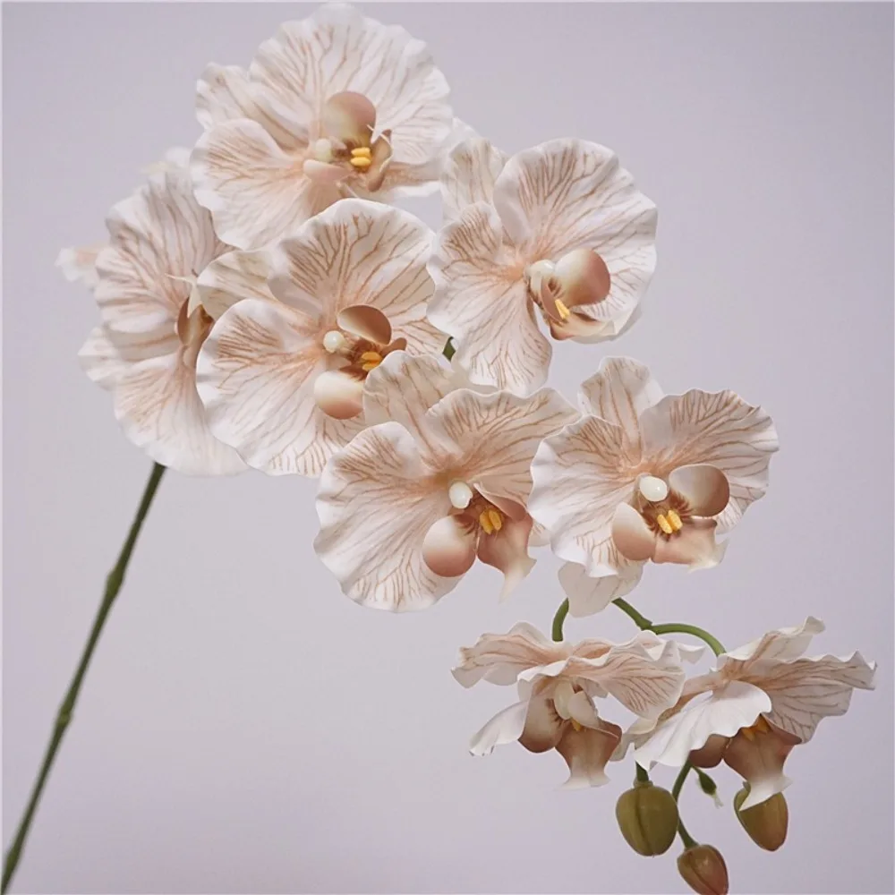 New 9 Heads Artificial Butterfly Orchid Real Touch Iron Wire Inner Lining Fake Phalaenopsis Flower 98cm Multi Color Silk Flower Image