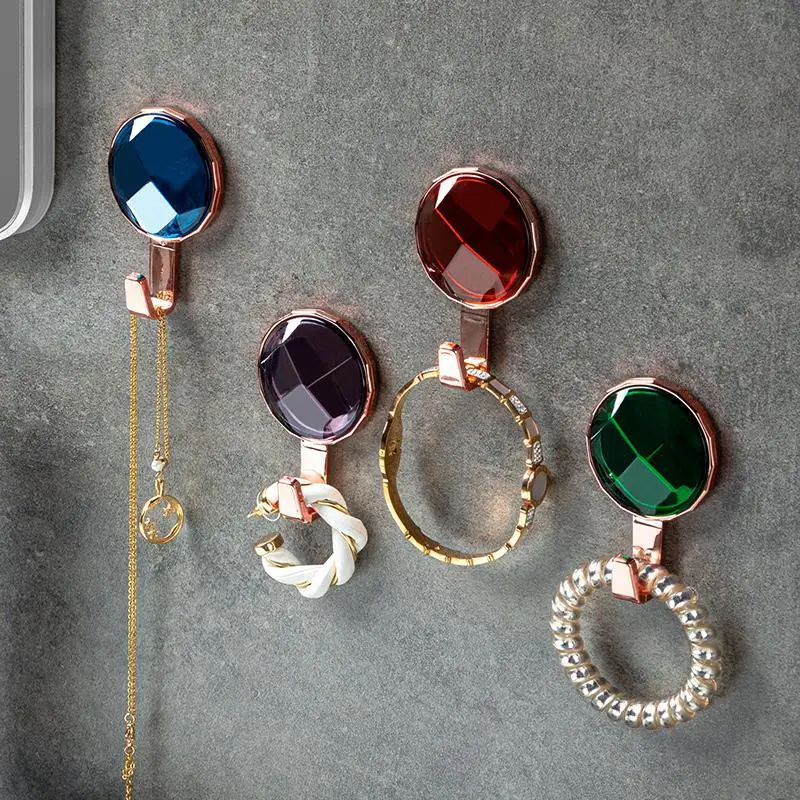 4Pcs Edelstein Form Wand Haken Punch-freies Starke Tragende Tür Hinten Haken Wand Selbst Klebe Haken Wand hängen Lagerung Wohnkultur