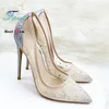 Plus Größe 34-46 Sommer Spitz Atmungsaktive Frauen Einzelnen Schuhe 8-12CM Stiletto Heels Strass