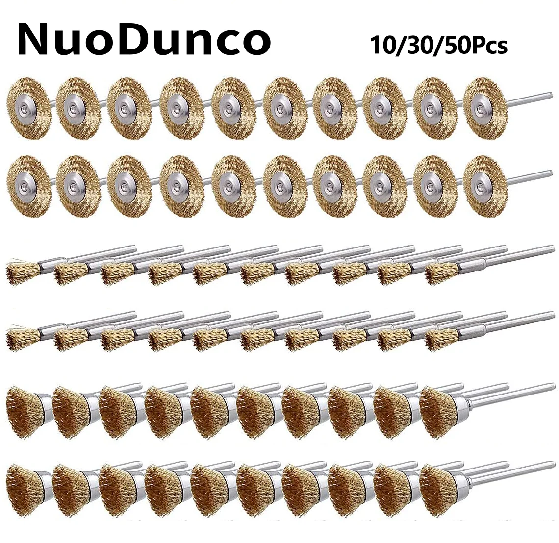 10/30 Stück Stahlbürsten für Dremel Rotationswerkzeug Elektrischer Dremel-Bohrer Polier- und Schleifscheiben T-förmige Bürsten Zubehör Image