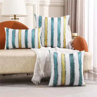 1 pc Boho Kissen bezug Streifen Chenille Kissen bezug Bauernhaus Kissen bezug hand gefertigte dekorative Kissen bezug Image