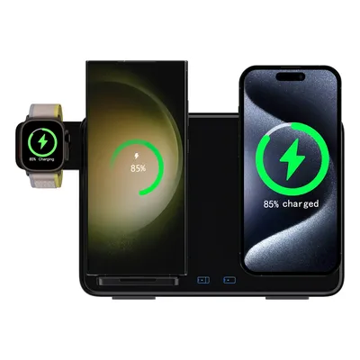 30W 4-in-1 Magnetic Wireless Charger for iPhone 14-16 Pro Galaxy S22-S24, Fast Dual Charging Station Image