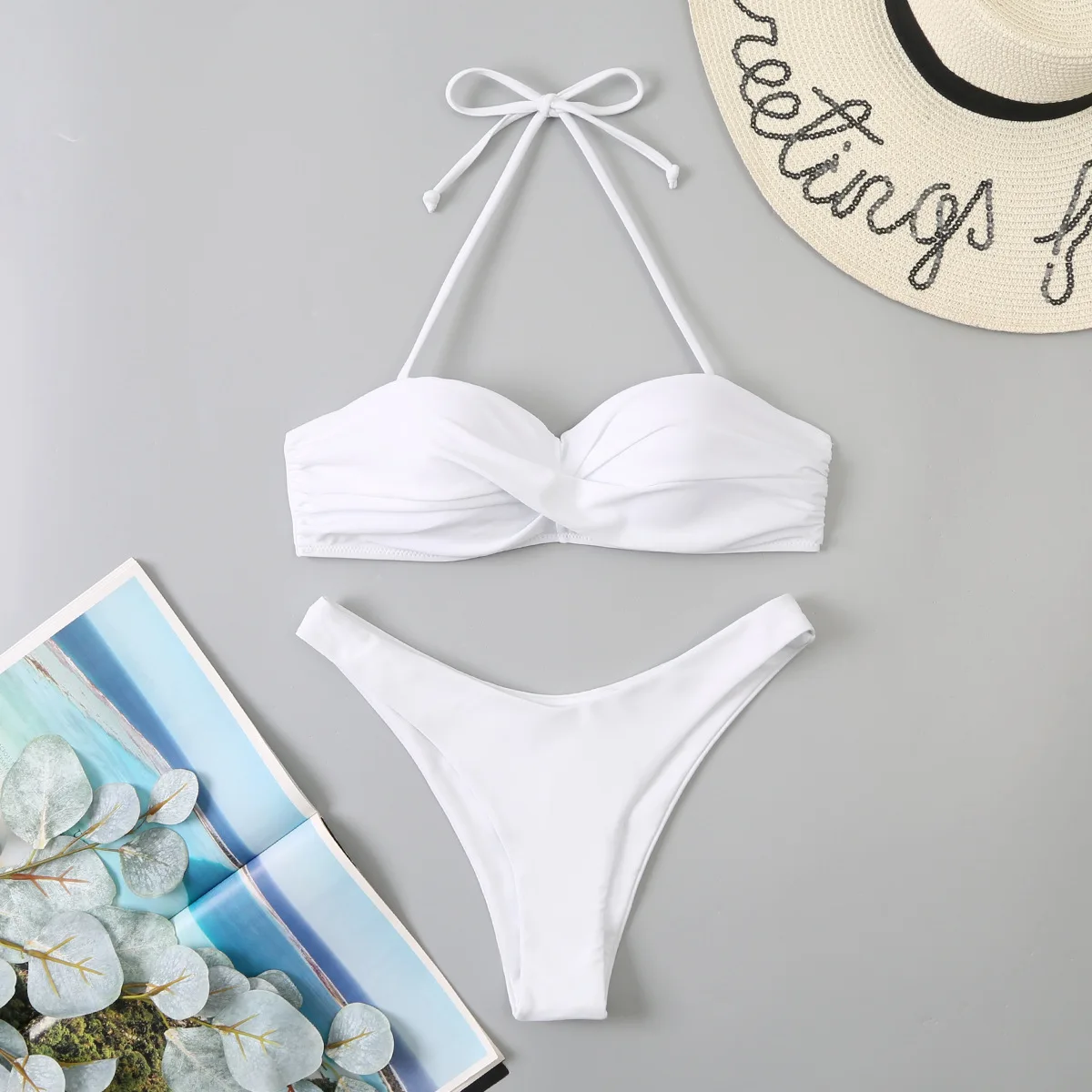 Push-Up-Bikini-Set für Damen, 2026, neuer Neckholder-Bandeau-Bügel-Badeanzug, Strandbade-Badeanzug für Damen Image