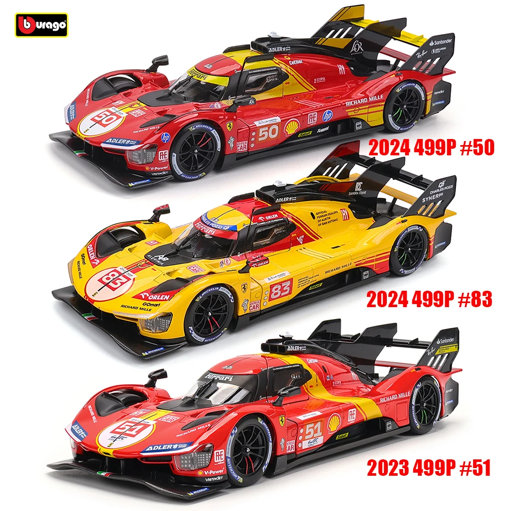 Bburago 1:24 Ferrari 499P Das Champion-Modell des 2024 Le Mans 24-Stunden-Races Legierungsfahrzeugs Autos Modell Spielzeugsammlung Geschenk