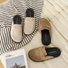 Damen-Schuhe aus echtem Leder, Damen-Hausschuhe, Loafer, niedrig, Pantofle, Flock-Cover,
