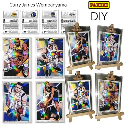 Panini DIY hausgemachte James Doncic Wembanyama Curry Animierte Laser-Sammelkarten Kartensteine Geburtstagsgeschenk für Jungen Image