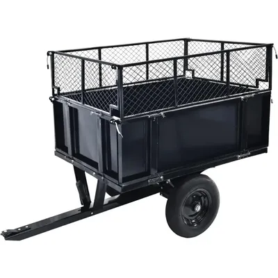 ATV Trailer Steel Dump Cart, 750lbs 22 Cubic Feet Utility Trailer Lawn Garden Trailer with Heavy