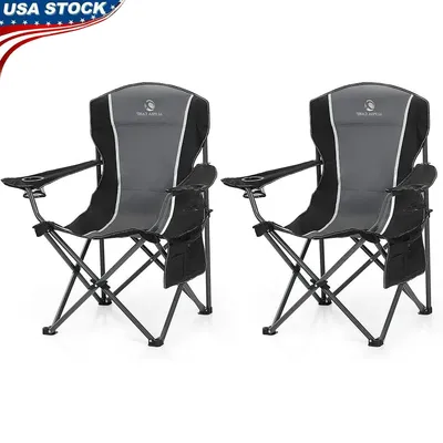 Oversized Camping Folding Chair Heavy Duty Steel Frame Supports 350lbs Portable Collapsible Padded
