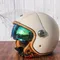 Casco da motociclista con visiera lunga in pura pelle bianca da donna alla moda con copertura in pelle resistente all