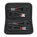 Pinza per naso lungo 7 pollici, Set di pinze per anelli elastici da 4 pezzi, strumento di rimozione dell'anello a scatto di fissaggio della pinza piegata esterna interna