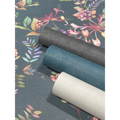 Vliestapete MARBURG "Tapete Floral Blossom", bunt (grau,blau,grün), B:0,53m H:0,01m L:10,05m, Vlies, Tapeten, moderne Vliestapete für Wohnzimmer Schlafzimmer Küche Image