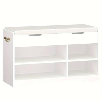 TEMU Hzuaneri Shoe Bench, Shoe Rack With 2 Padded Storage Benches, Multifunctional, For Living Room, Hallway, Bedroom, 30 X 48 X 105cm/30 X 48 X 80cm, White, Mounted Closet Systems Image