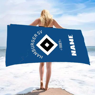 TEMU 1pc Flash Hamburger Pattern Beach Towel, Customizable Name Beach Towel Soft And Comfortable, Absorbent Beach Towel, Suitable For Summer Beach Image