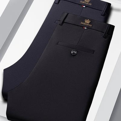 TEMU 2pcs Men's Business Casual Stretch Pants, Classic Comfortable Elastic Western Trousers - Suitable For Professional And Formal Occasions, Breathable And Lightweight, , Solid Color, Standard Versio Image