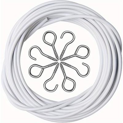 TEMU Net Curtain Wire And Hooks Set, 10m Net Curtain Wire With 20pcs Eye Bolts And 20pcs Screw-in Hooks For Net Curtain Rod… Image