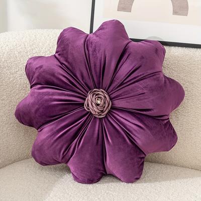 TEMU 1pc Of Flower-shaped Cushion, Round Velvet Pillow, Home Decor Cushion, Includes Pillow Insert Image