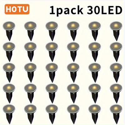 TEMU Hotu Solar Lights Outdoor Garden, Solar Ground Lights - 30 Led, 25.6ft, Outdoor Garden Lights For Walkways, Yards & Lawns -commercial Garage Light Image