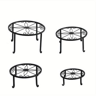 TEMU 3/4/5pcs Metal Plant Stand Set, Indoor And Outdoor Plant Stand, Multifunctional Heavy Pot Stand, Rustproof Round Plant Stand, Suitable For Decorating Living Room, Balcony, Courtyard And Image