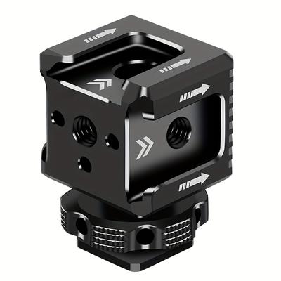TEMU Feichao Triple Cold Shoe Mount Adapter Monitor Hot Shoe Extension Seat Mic Fill Light Bracket Holder Metal For Dslr Camera Cage Rig Kit Image