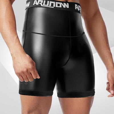 TEMU Men's High-waisted Arunow Athletic Shorts - Stretchy Running & Training Gear, Black, Slim Fit, , Casual , Workout Apparel | Sleek Black Shorts | Durable Fabric Image