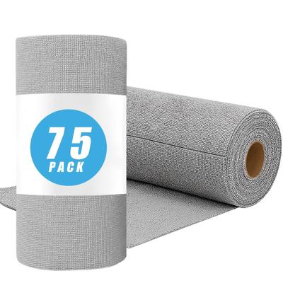TEMU 75pcs Ultrafine Fiber Cleaning Cloth Rolls, 10-inch Reusable Tear-off Microfiber Towels, Washable Super Absorbent Dry Wipes For Car, Home, Garage, Or Shop - Gray/pink, Cleaning Supplies Image