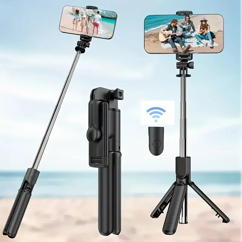 Tragbares Selfie-Stick-Stativ, faltbar, 360° ​ ​ Graddrehung mit Bluetooth-Selfie-Stick, geeignet für Smartphone-Live-Aufnahmen Image