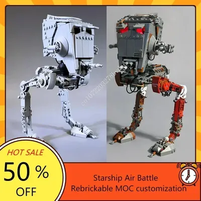 MOC Space Battle Serie AT-ST Laser Kanone Roboter & AAT-ST Raider Modell Bausteine Technologie Image