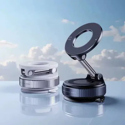 Strong Magnetic Car Phone Holder Foldable Design 360° Adjustable Vacuum Mount for Car/Desk/Bathroom/Universal Use