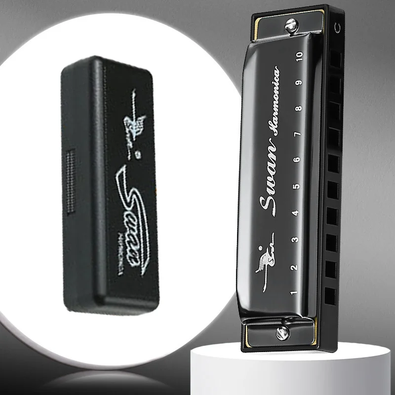 Swan 10-Loch-C-Mundharmonika, Mundharmonika, Phosphorbronze-Etui, Mundharmonika, diatonische Blues-Harfe, Anfänger-Mundharmonika-Set für Kinder Image