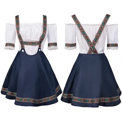 Frauen Karneval Bayerisches Oktoberfest Maid Kostüm Top Und Sling Rock Clubwear Kellnerin Cosplay Halloween Fancy Party Kleid Image