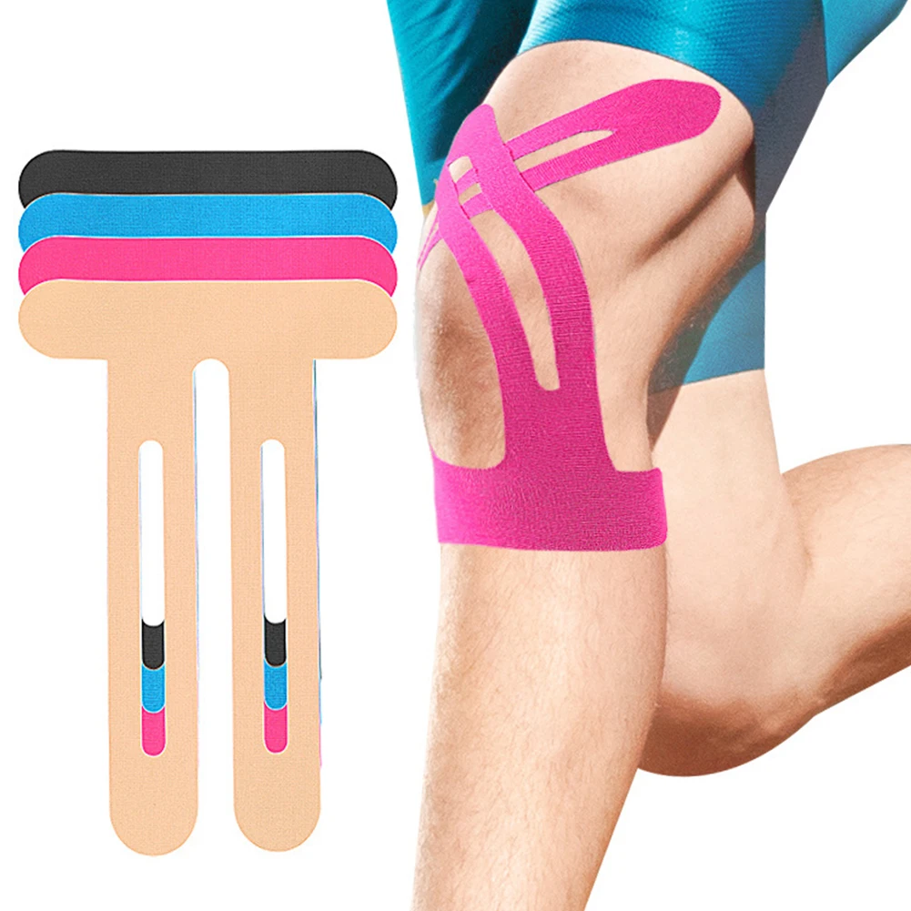 5 Stück Kinesiologie-Tape für Knie, Sportschutz, elastische Pflaster, atmungsaktiv, vorgeschnittenes Knie-Sportband für die Unterstützung der Schultermuskulatur Image