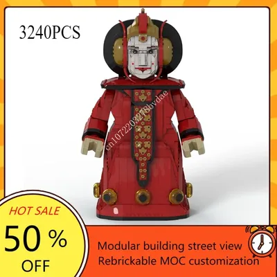 MOC Raum Helm Serie Königin Outfit Megafigure Modell Bausteine Technologie Ziegel DIY Kreative Image