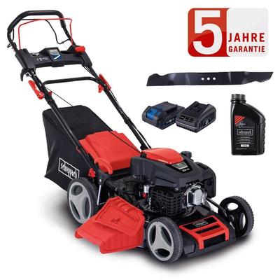Benzin Rasenmäher MS225-53E vs 6PS Vario-Antrieb Hybrid-Start + Öl - Scheppach Image