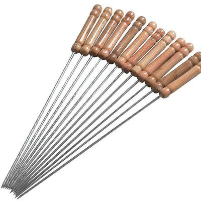 Edelstahl Barbecue Sticks Grillspieße mit Holzgriff Image