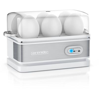 Eierkocher 6-fach, 400 w, Edelstahl, Warmhaltefunktion, Härtegrad einstellbar, für 6 Eier, weiß