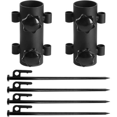 Memkey - Sonnenschirmständer, Outdoor-Sonnenschirm-Bodenhülse mit 4 Stück 40-cm-Nägeln, abnehmbarer Image