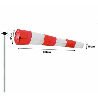 Windsack für draußen, Windrichtungsanzeiger in Rot und Weiß 150x30x15cm. Aufhängung und Drehgelenk, Image