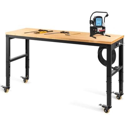122x51cm Werkbank höhenverstellbar, praktische Werkbank mit Rollen & Steckdose - Mophorn Image