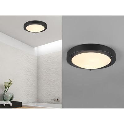 Trio - Bad Deckenleuchte condus in Schwarz mit Glas Weiß ø 31,5cm, IP44 - Badlampen Image