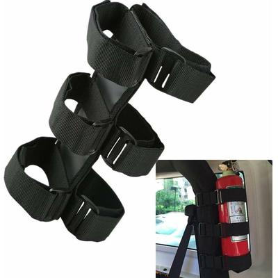 Schwarzer Auto-Feuerlöscher-Halter, verstellbare Feuerlöscher-Halterung, Aufbewahrungsgurte für Jeep
