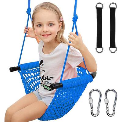 Children's tree swing seat rope swing children's indoor and outdoor swing backyard tree swing door swing (green)
