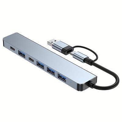 7-in-1 Multiport Adapter USB C USB 3.0 Hub Splitter with Type-C PD, 5 USB Ports, OTG Compatible, for MacBook, PC, Tablet, PS4