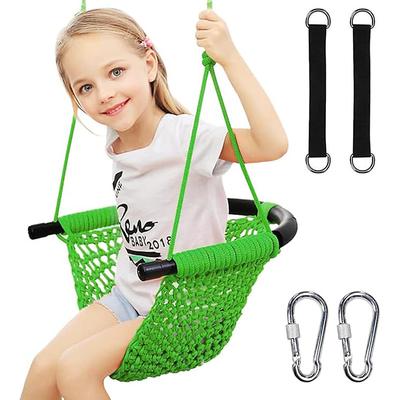 Children's tree swing seat rope swing children's indoor and outdoor swing backyard tree swing door swing (green)