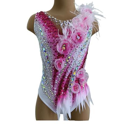 Rhythmic Gymnastics Leotard Women's Girls' Ice Skating Gymnastics Leotard Peach Thumbhole Halo Dyeing High Elasticity Professional Competition Skating Wear Crystal / Rhinestone Sleeveless Ice Skating Figure